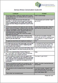 Serious Illness Conversation Drill Sheet